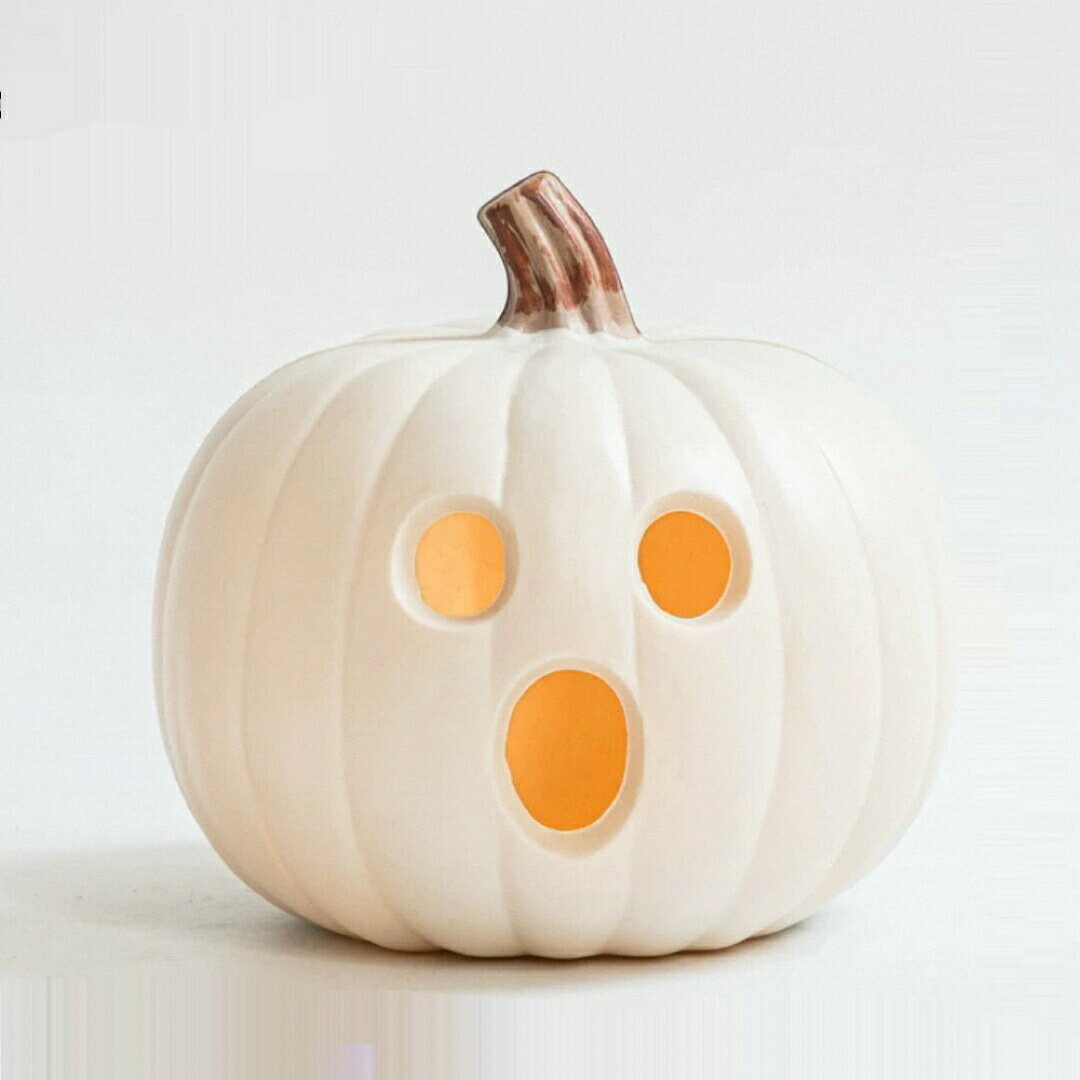 ハロウィン 飾り 白いかぼちゃランタン LEDライト付き モノトーン おしゃれ