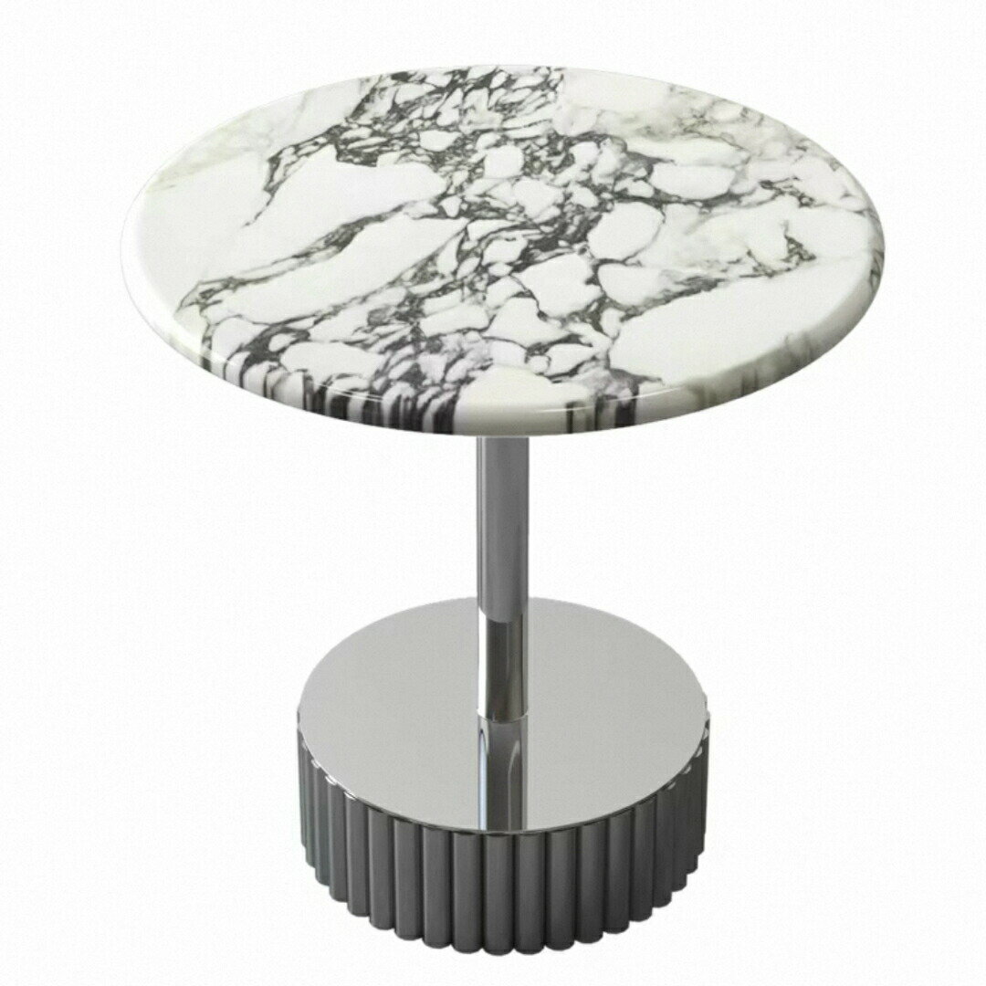 人工大理石 ラウンドテーブル 丸型 コーヒーテーブル ステンレス脚モダンデザイン