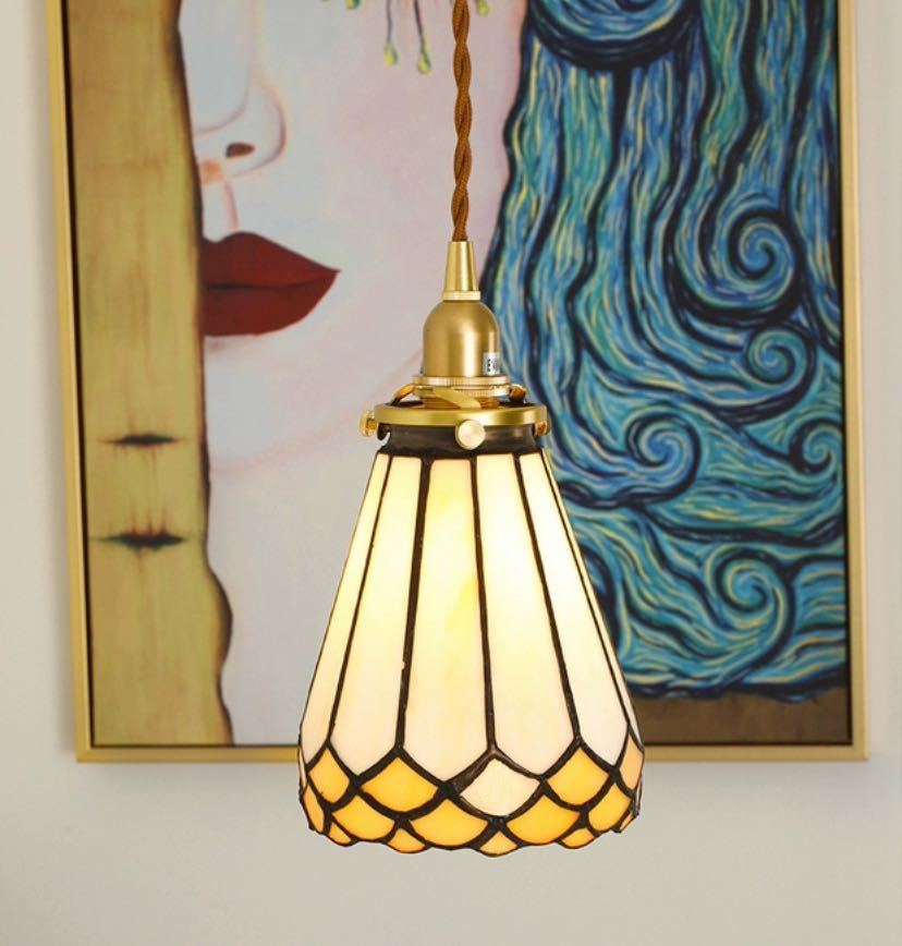 ステンドグラス ペンダントライト 豪華天井照明ステンドグラスランプ ガラス工芸品 電源直結タイプ