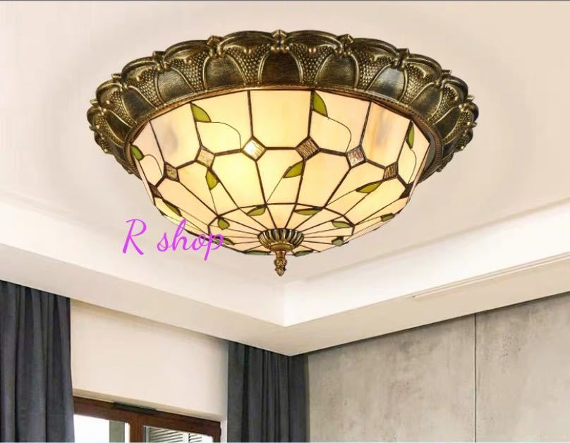 天井照明ステンドグラスランプ ．ペンダントライト ガラス工芸品 ステンドグラス 電源直結タイプ