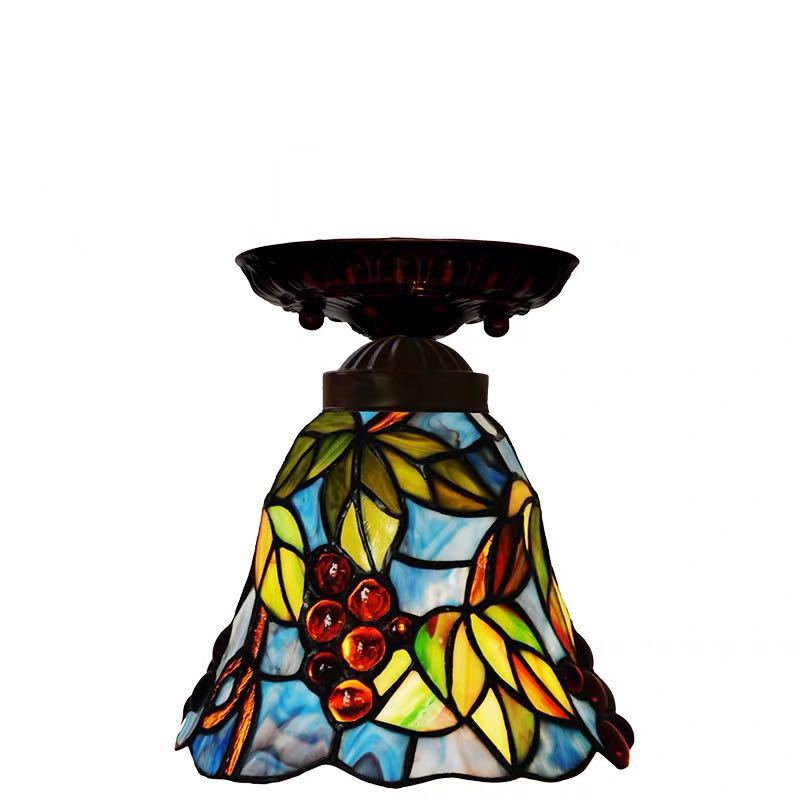 ステンドグラス．ペンダントライト豪華天井照明ステンドグラスランプ ガラス工芸品 電源直結タイプ