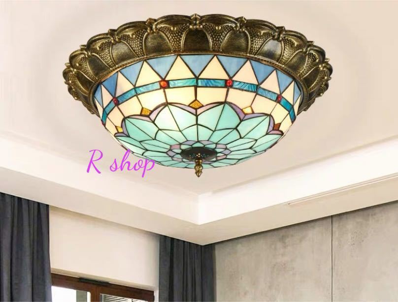 天井照明ステンドグラスランプ ペンダントライト ガラス工芸品 ステンドグラス 電源直結タイプ