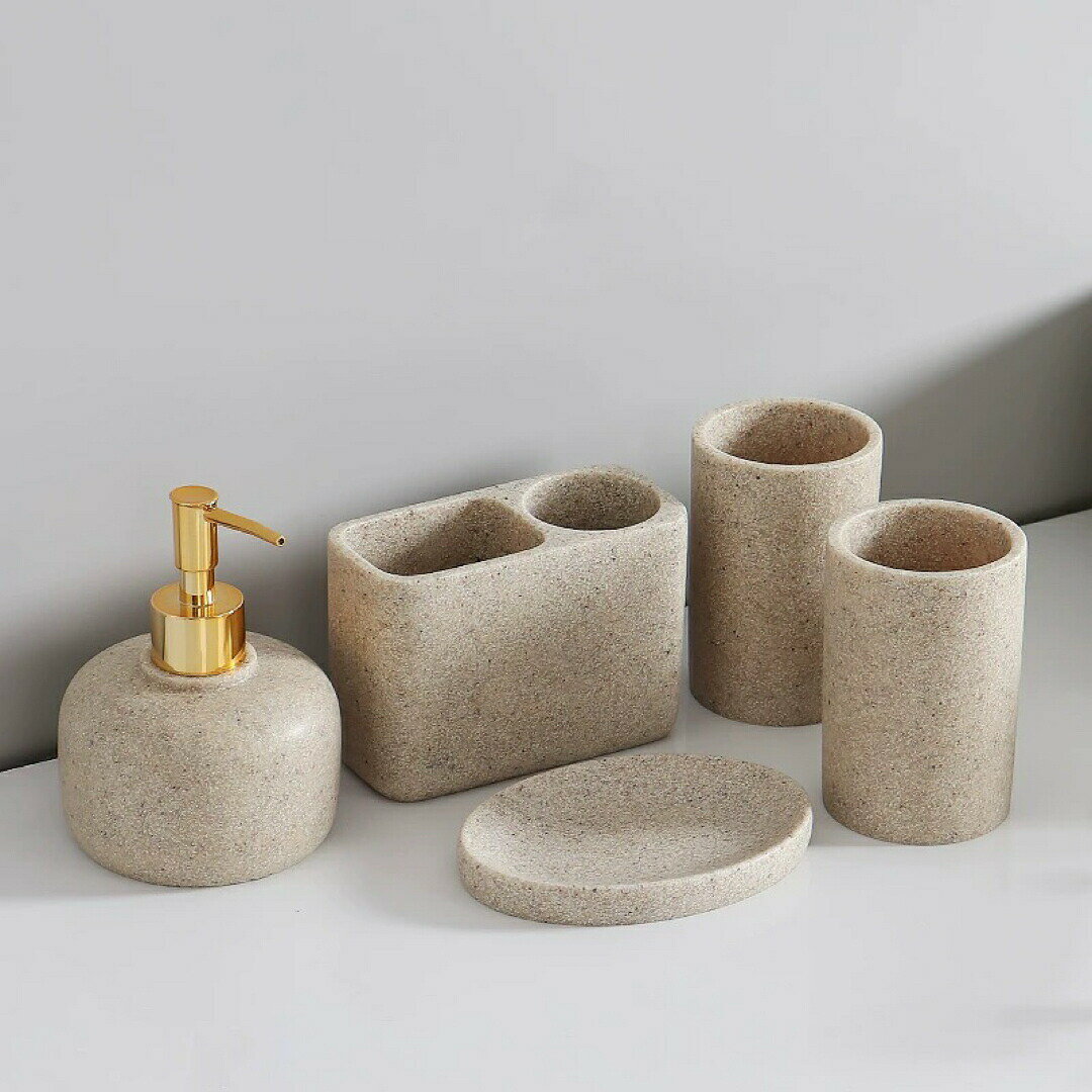 サニタリー 洗面用具5点セットホルダー タンブラー ディスペンサー バス用品