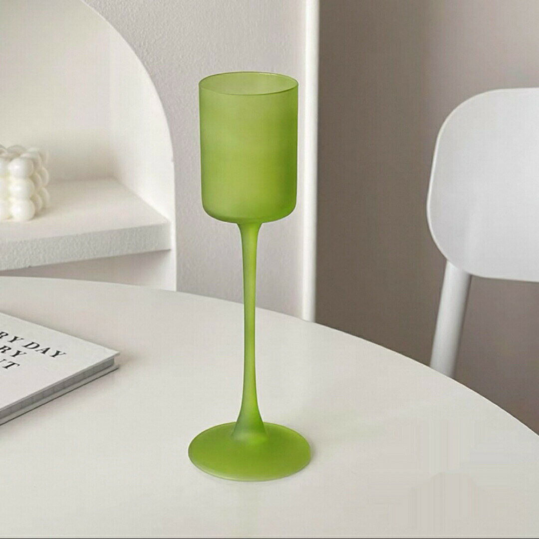 エレガント グリーン フロスト ワイングラス 2点セット モダン高級感 北欧風