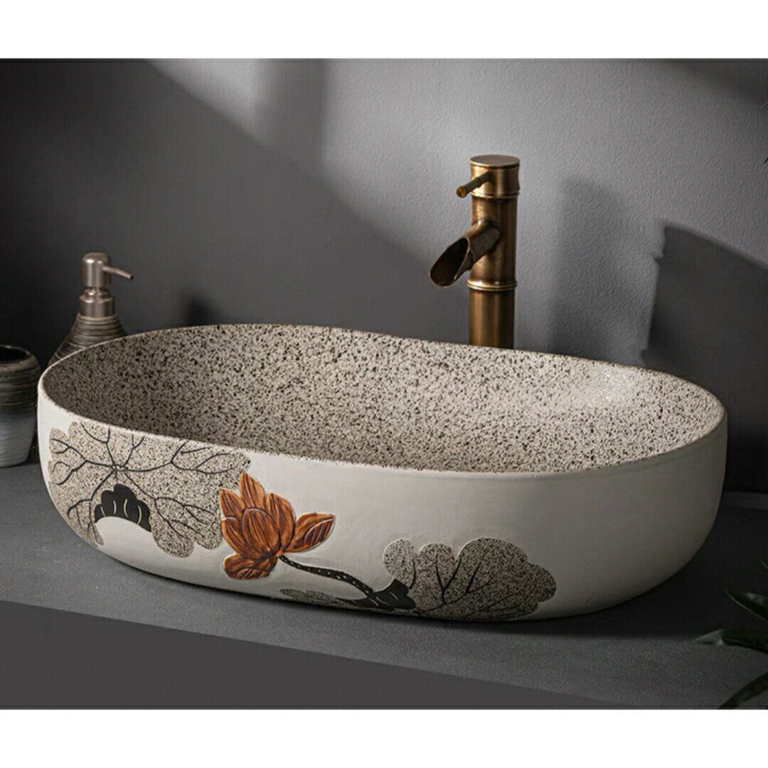 高級感洗面台 洗面ボウルセット洗面ボール 陶器 手水鉢 手洗器蛇口 排水金具付き