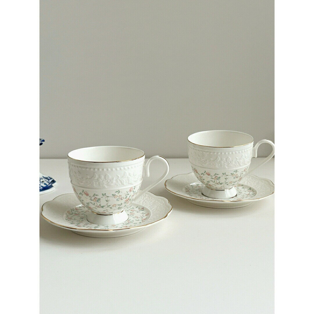 Other - 花柄 ティー・コーヒーカップセット カップ＆ソーサー2客セット 陶器ティーセット