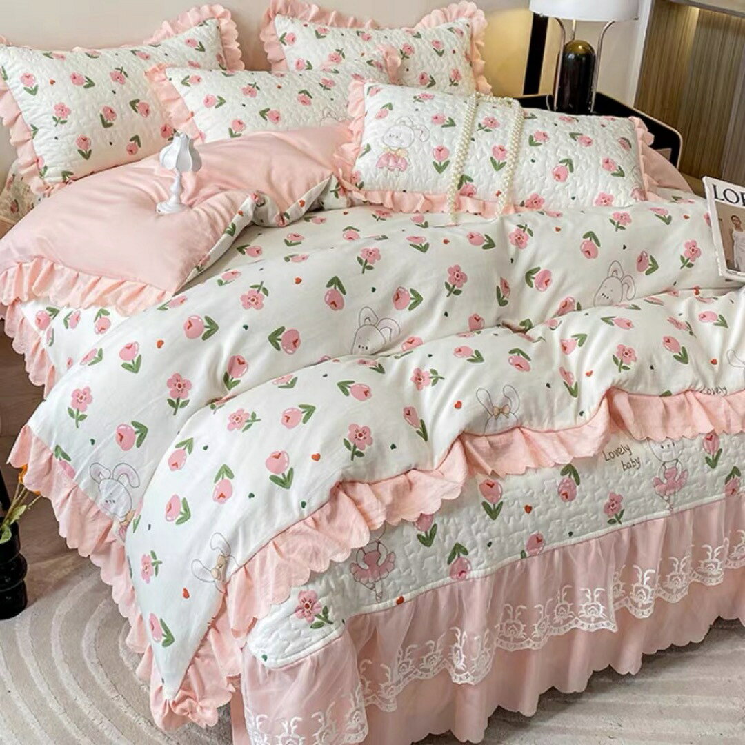 ベッド用品 4点セット 掛け布団カバー 枕カバー ベッドパッド ワイドダブルサイズ