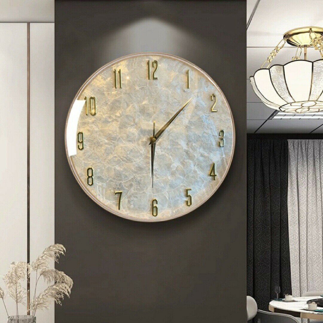 高級 壁掛け時計 かけ時計 北欧 インテリア ガラス掛け時計 貝入れ 部屋飾り