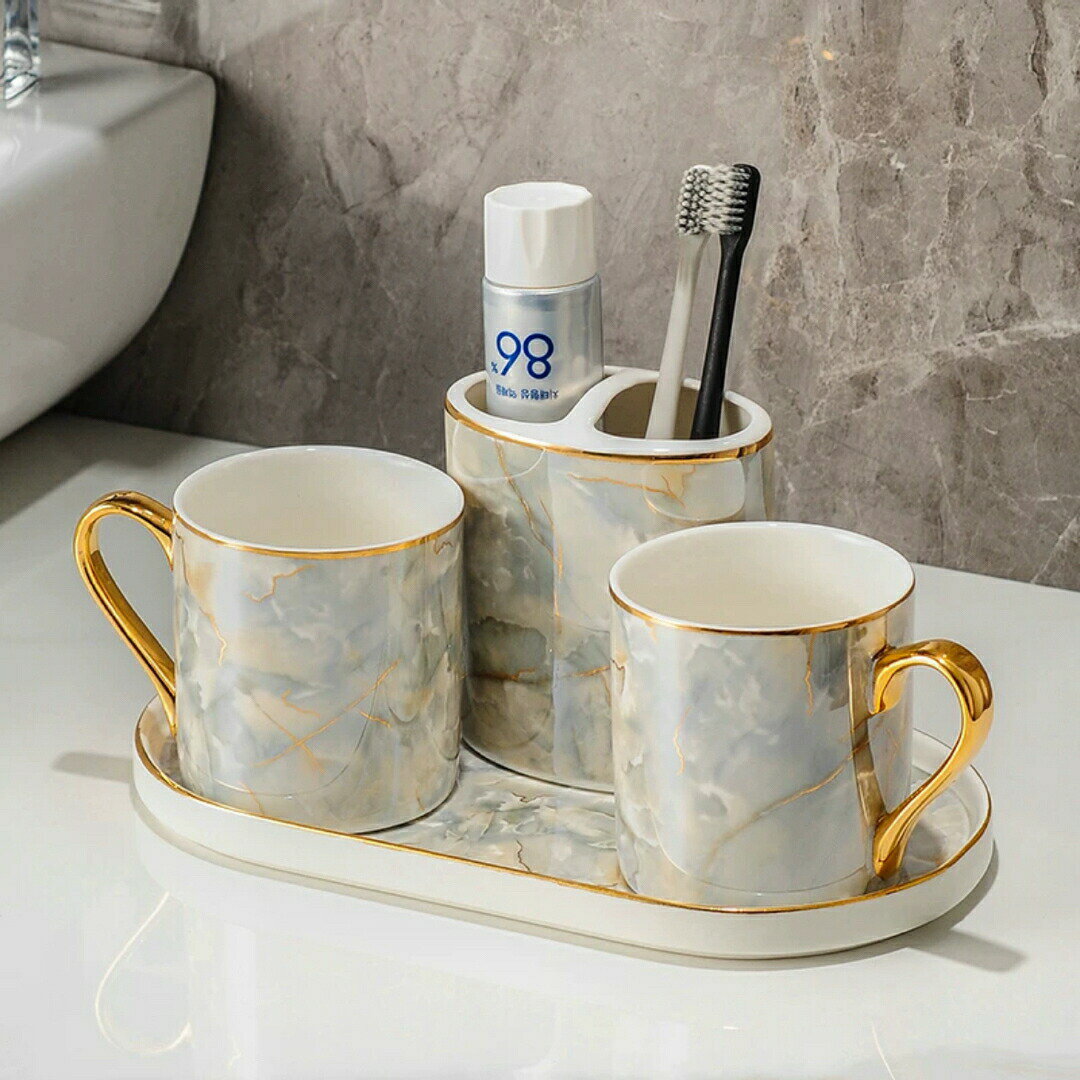 高級 サニタリー4点セット ディスペンサー 歯ブラシスタンド バス用品 洗面所用品