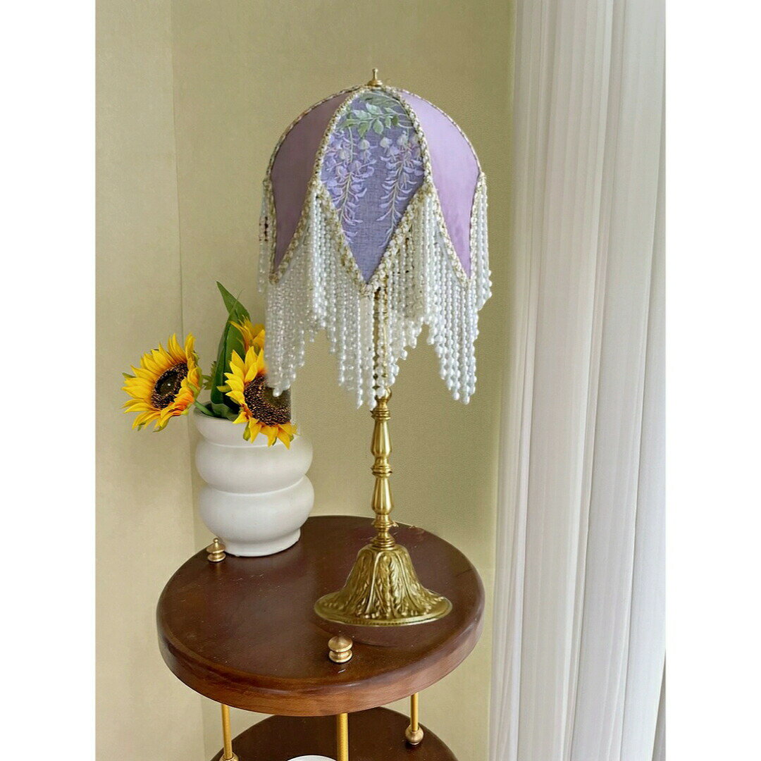 高級 照明 スタンドライト テーブルランプ デスクライト 姫系 花柄 刺繍