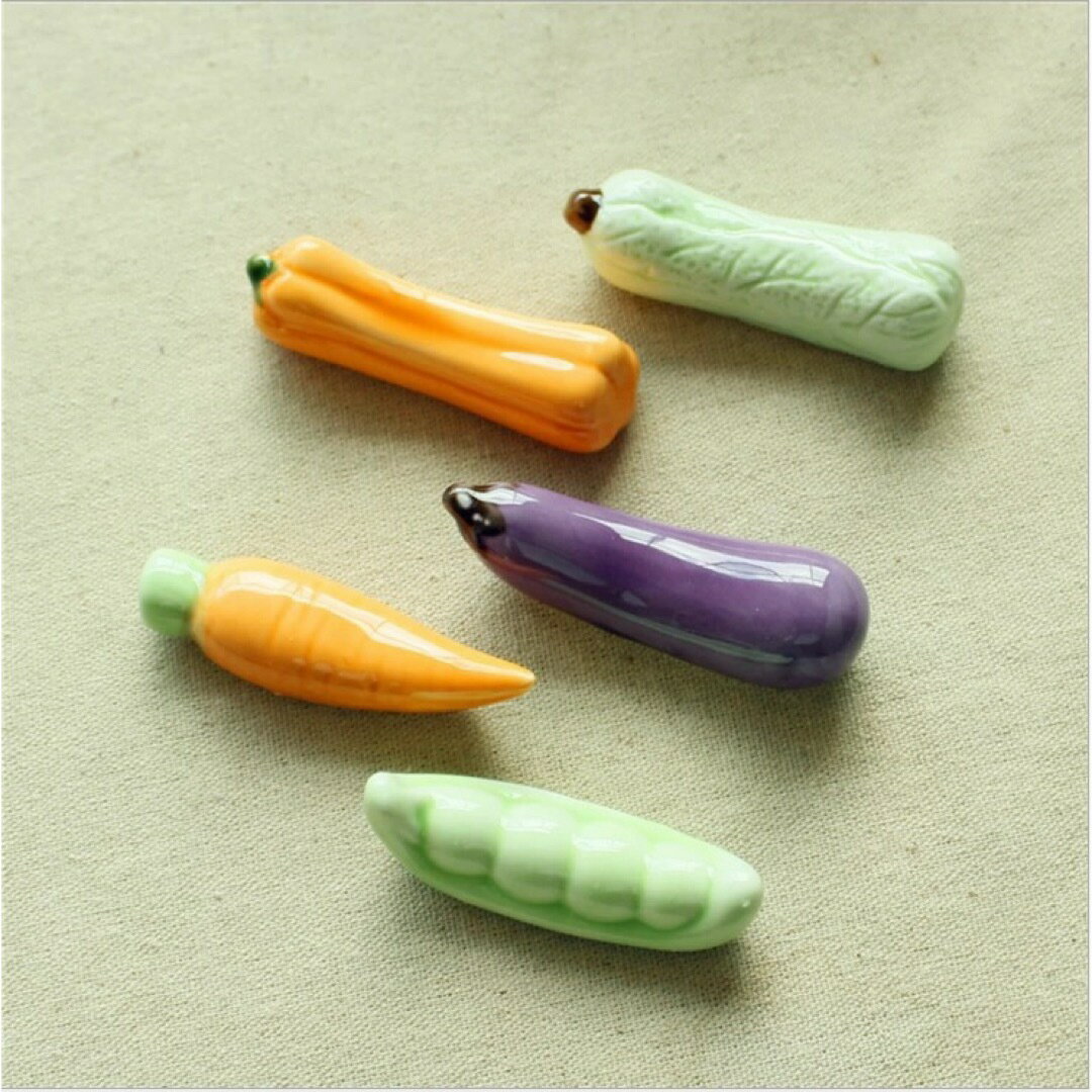 箸置き 野菜モチーフ磁器製 にんじん なす ピーマン えんどう 豆 オクラセット
