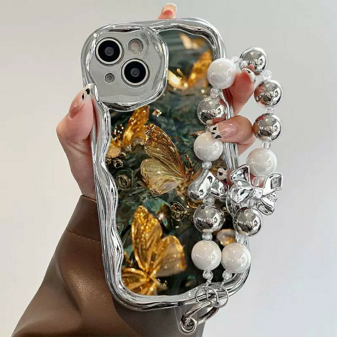 バタフライ iPhoneケース クリアウェーブデザイン 蝶モチーフ 全機種対応