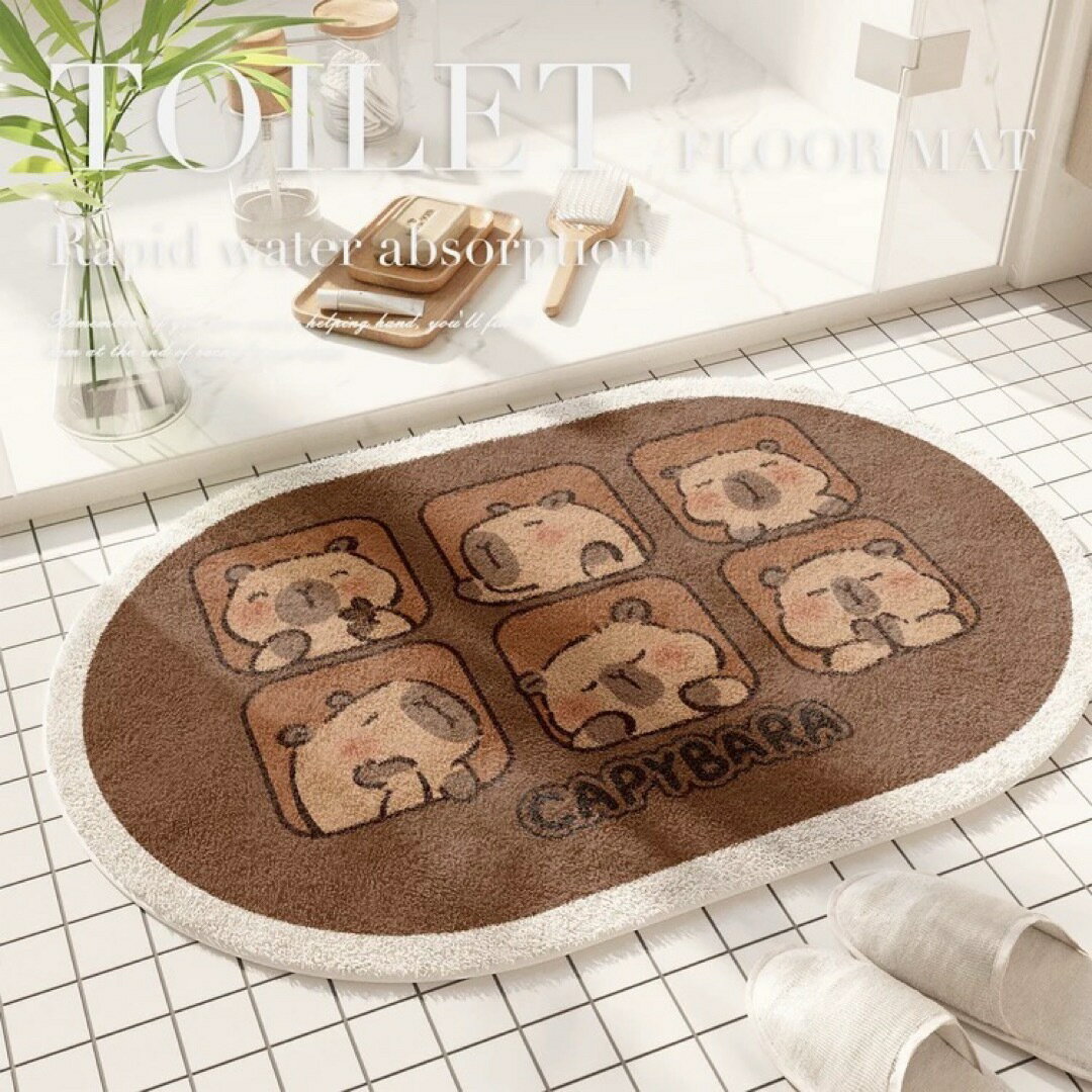 バスマット カピバラ 動物柄 室内マット滑り止め吸水 洗面所マット玄関マット