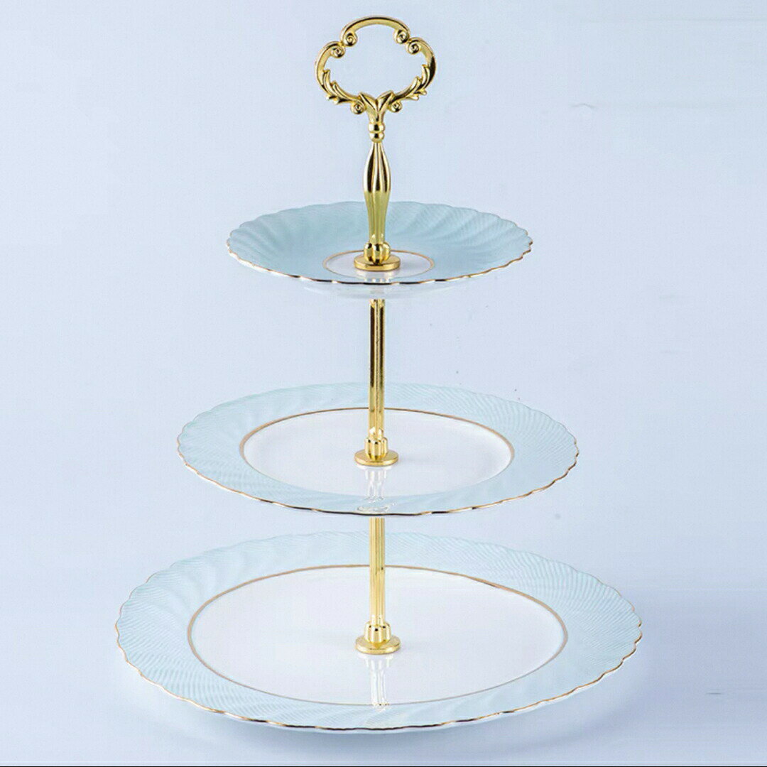 3段ケーキスタンド ティースタンド アフタヌーンティー デザープレート ケーキ皿