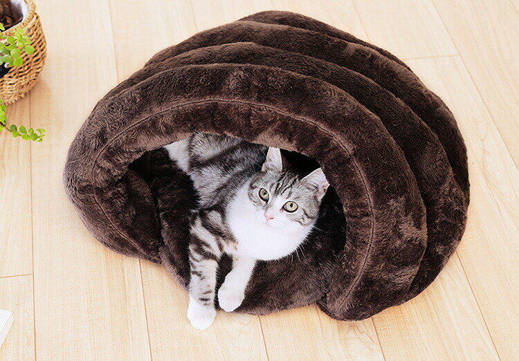 ペットベッド 冬 犬 猫 S/Mサイズ ぶくろ 保温 寝袋 ボア エコ クッション ブラウン グレー 洗える あったか 暖かい おすすめ 介護 丈夫 ペットベッド クッションベッド ソファベッド マット敷き物 送料無料 3