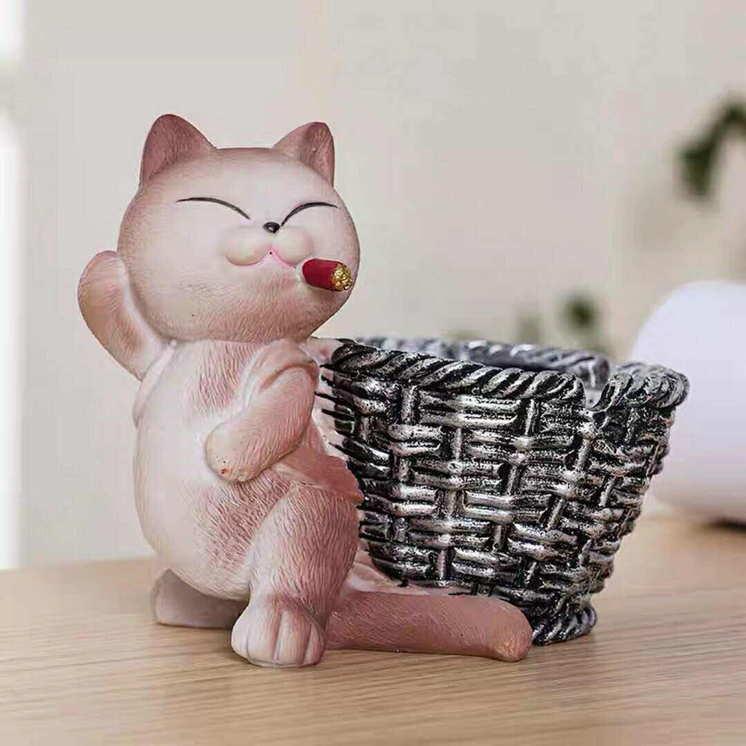 オブジェ 猫型 はいざら 置物灰皿 おしゃれ 卓上 灰皿 小物入れ