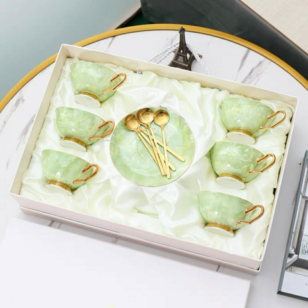 西洋調ティーカップ セット 陶器 高級感 カップ＆ソーサー 6客コーヒーカップ