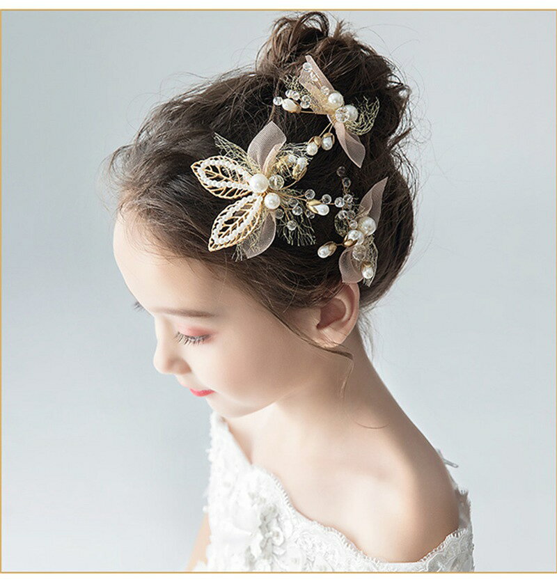 Sinessy 楽天市場店の子供 ヘアアクセサリー 3点セット 髪飾り ヘッドドレス ピアノ 発表会 パール フォーマル 花冠 女の子 リボン ヘアクリップ サイドクリップ イベント 入園式 卒園式 結婚式 お呼ばれ パーティー 女の子 子供 小物 出産祝い 母の日 プレゼント ギフト｜アングル3
