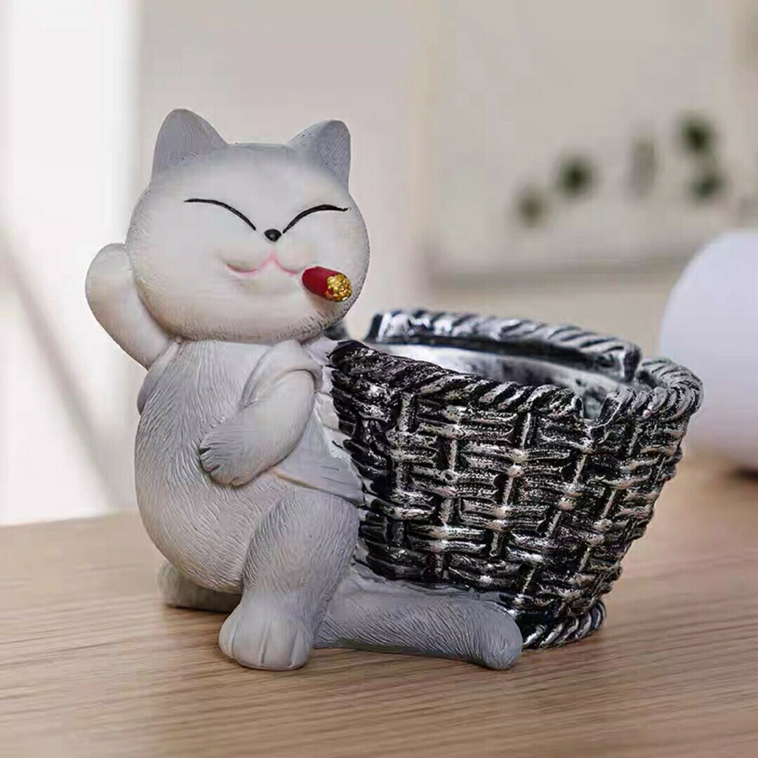 オブジェ猫型はいざら置物灰皿おしゃ...