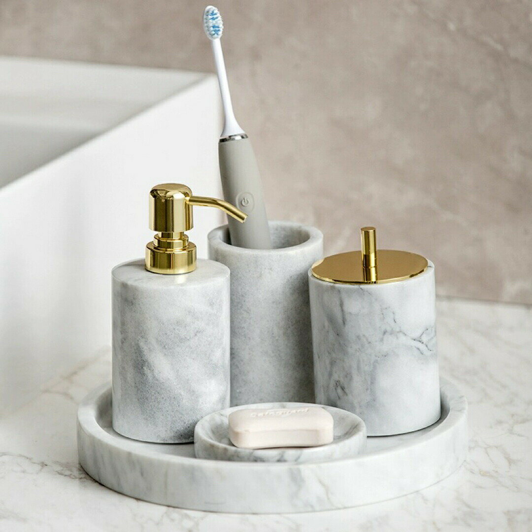 Standing Lights - 高級感サニタリー 5点セットディスペンサー 歯ブラシスタンド 洗面所用品