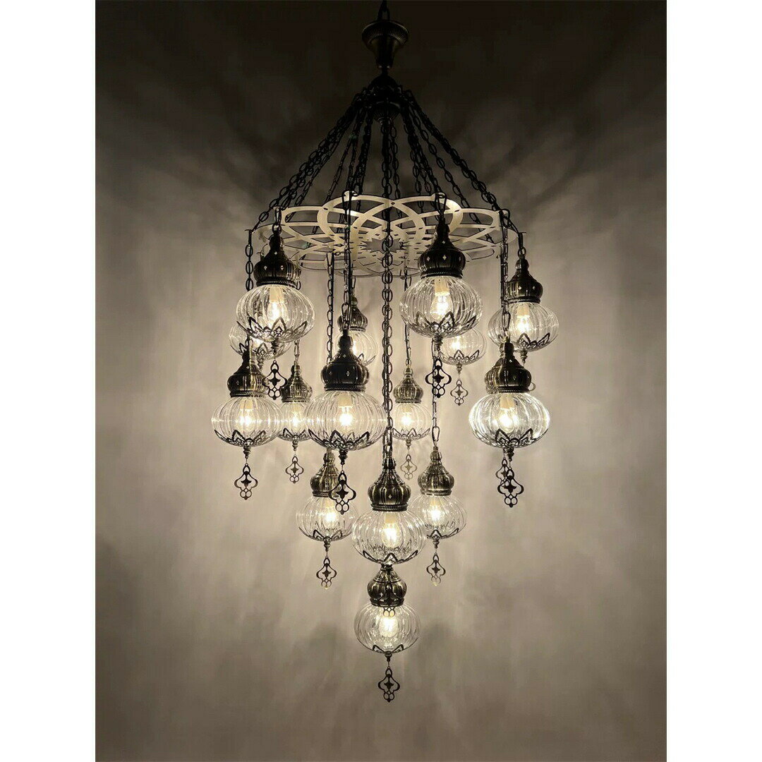 ボヘミア調 トルコ モロッコ風ペンダントライト 手作りステンドグラス 天井照明