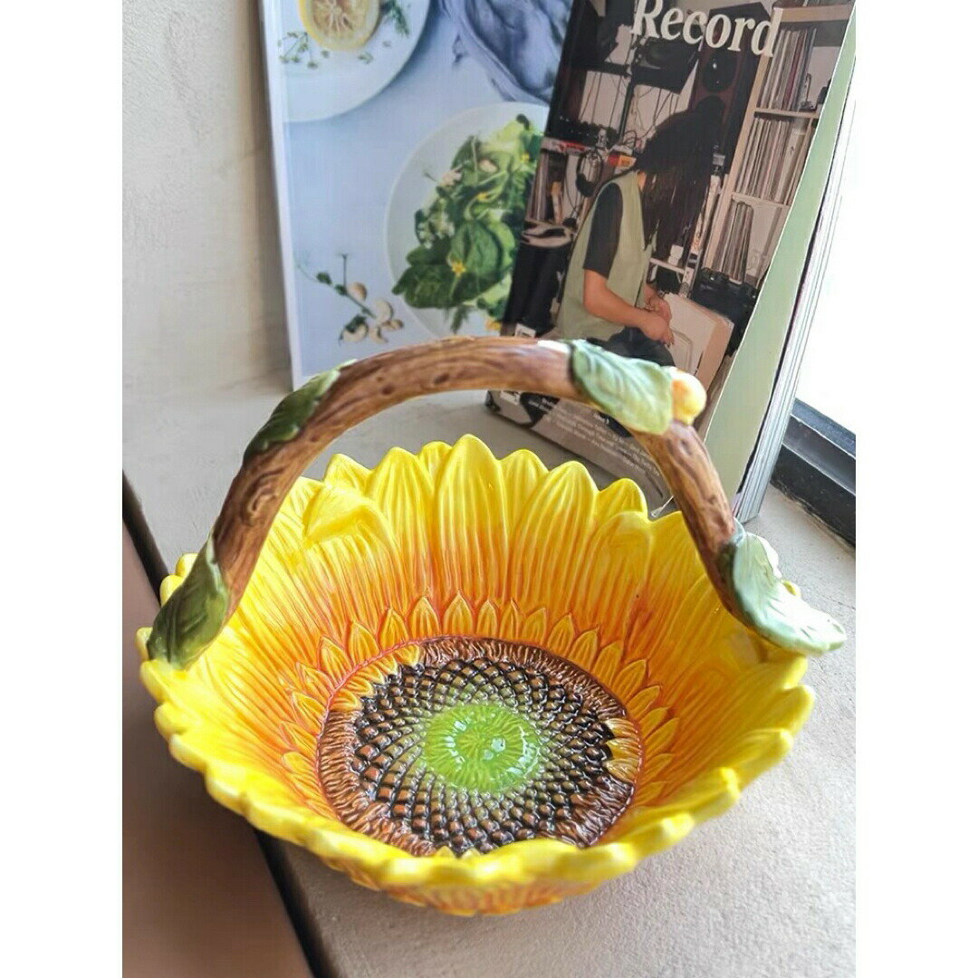 可愛いヒマワリお皿 果物皿 プレート 食器 花 陶器