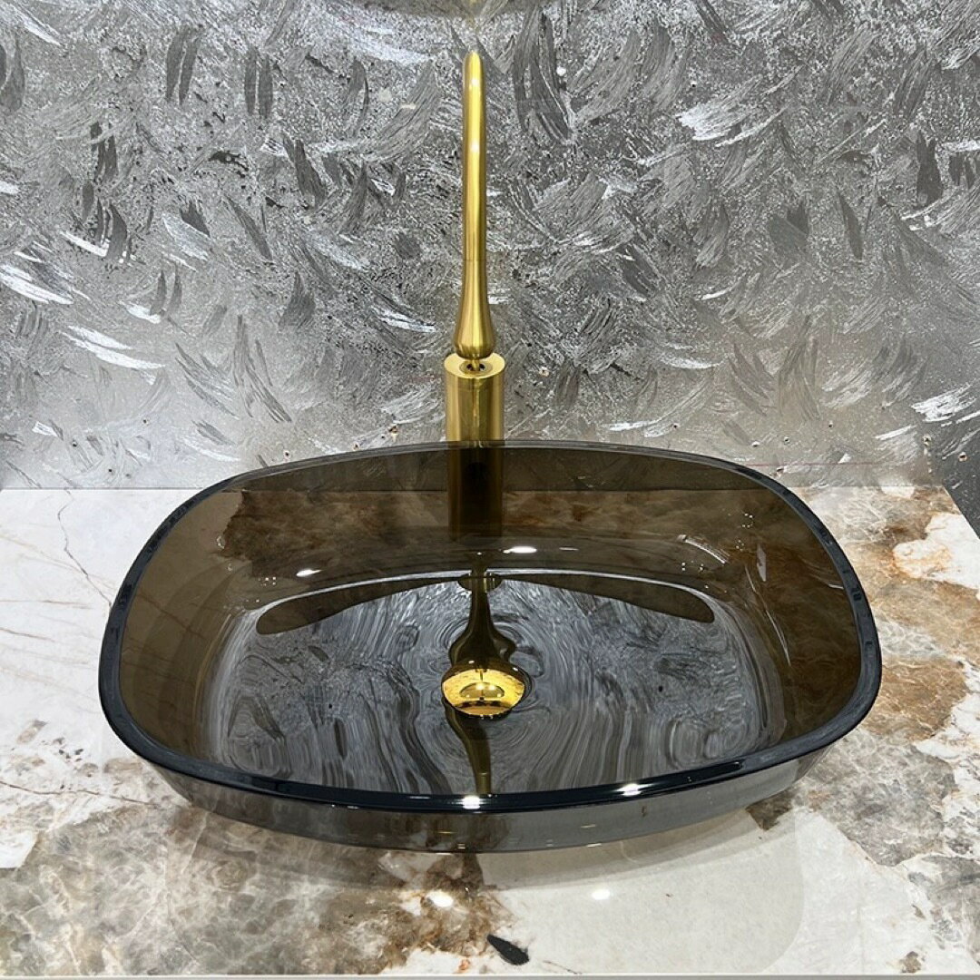 Floor Lamps - 高級洗面台 洗面ボウルセット 強化ガラス手水鉢 洗面器 蛇口 排水金具付き