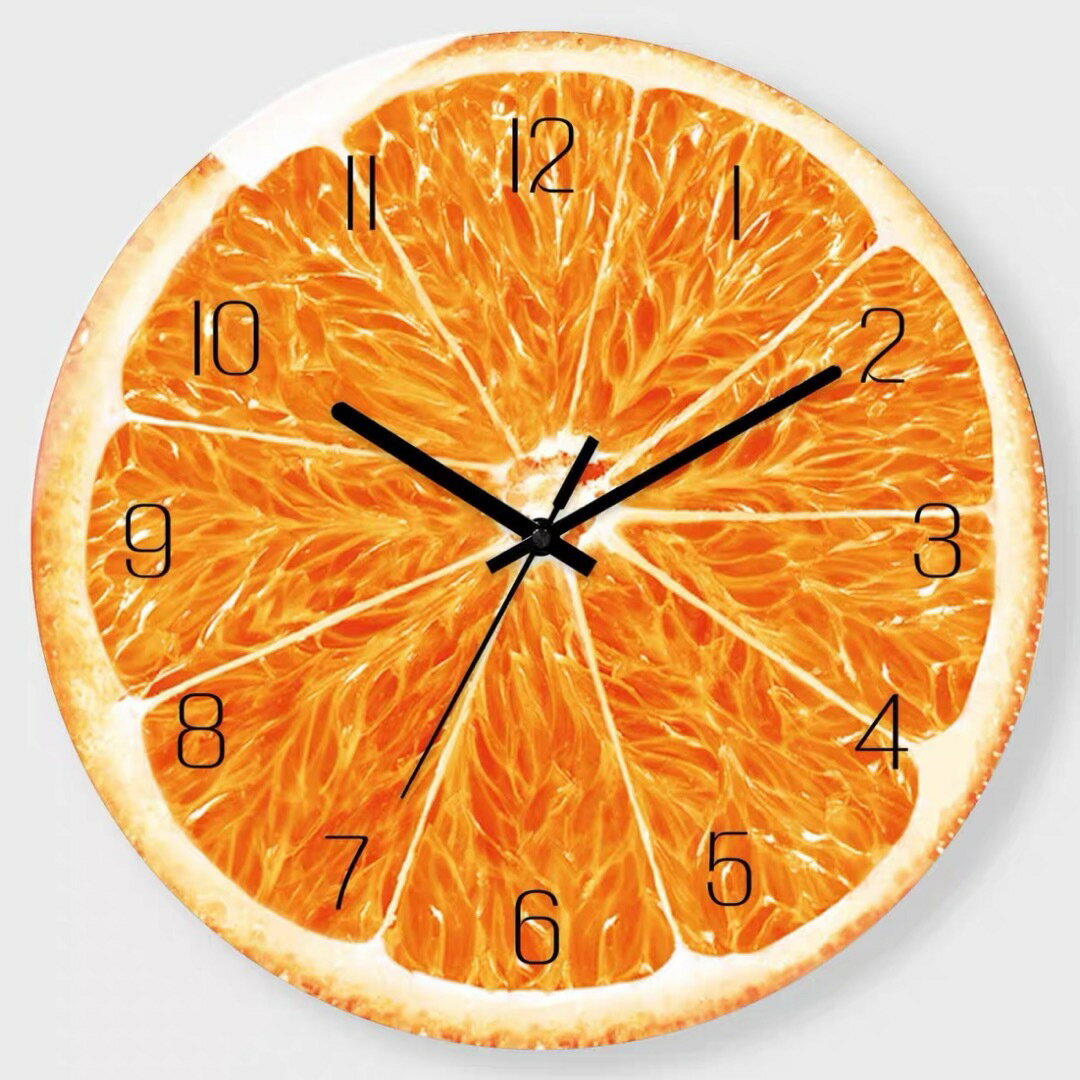 樂天商城 - 壁掛け時計 壁飾り オレンジ時計 ガラス掛け時計