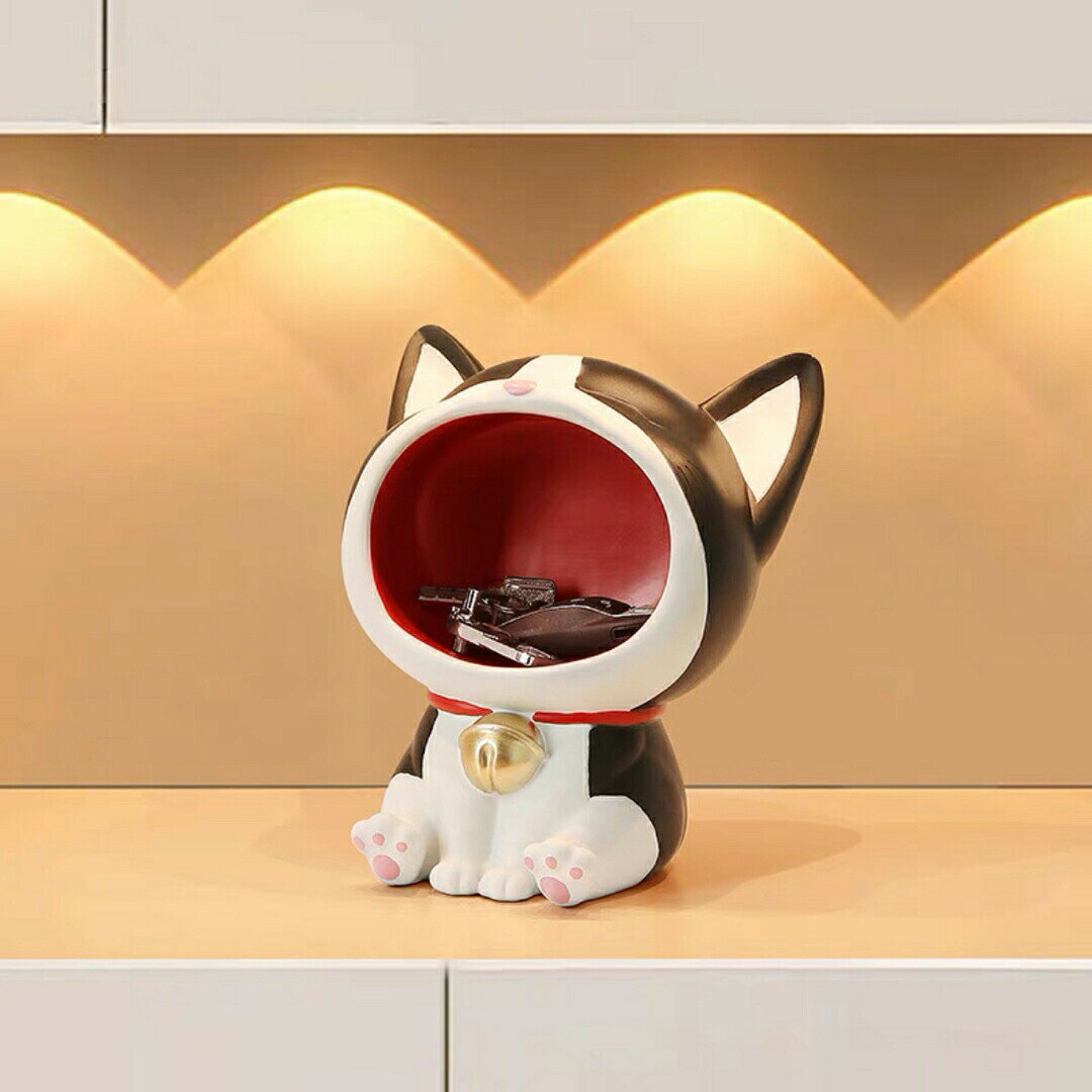 猫 置物 小物入れ ネコ動物 収納ボックス キーケース卓上収納 かご 小物入れ [2]