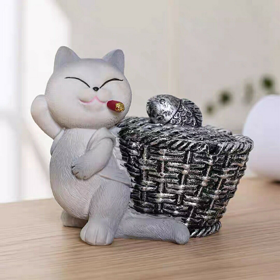 オブジェ猫型はいざら置物灰皿おしゃ...