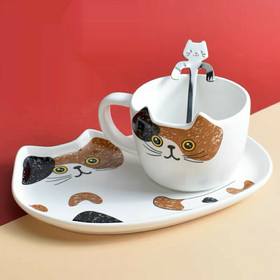 蘭花燈 - ティー・コーヒーカップセット 猫雑貨 猫グッズ カップ＆ソーサー1客 ネコ