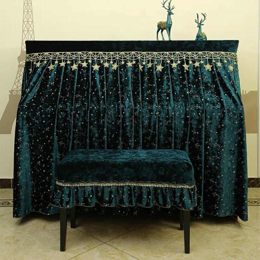 高級ピアノカバー2点セット イスカバー 防塵カバー 保護カバー 星