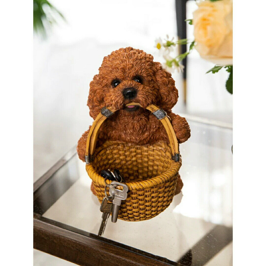 Makeup Boxes - テディドッグ置物 小物入れドッグ 犬 収納ボックス 卓上収納 かご 小物入れ
