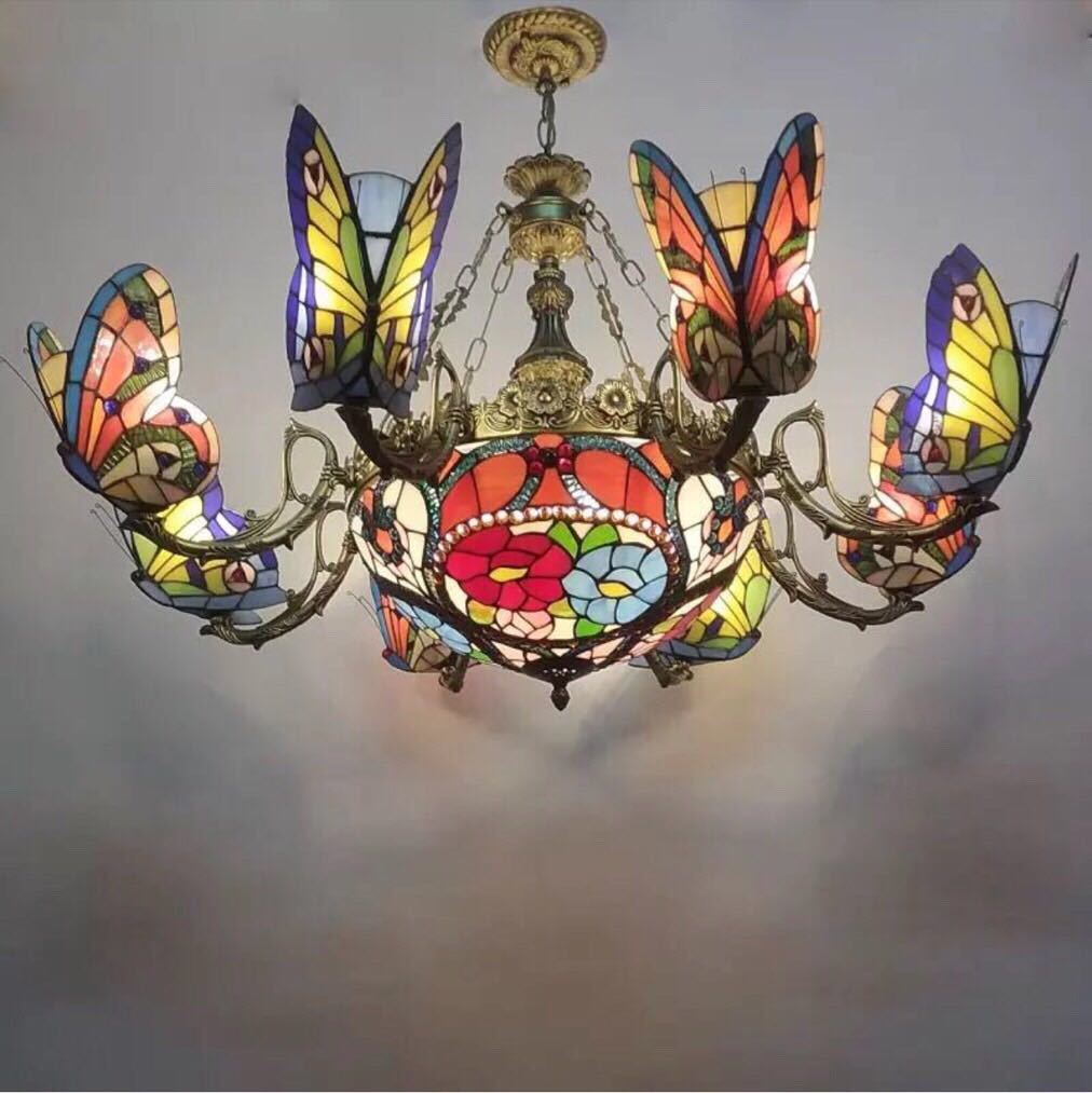 ステンドグラス　ペンダントライト 豪華天井照明ステンドグラスランプ ガラス工芸品