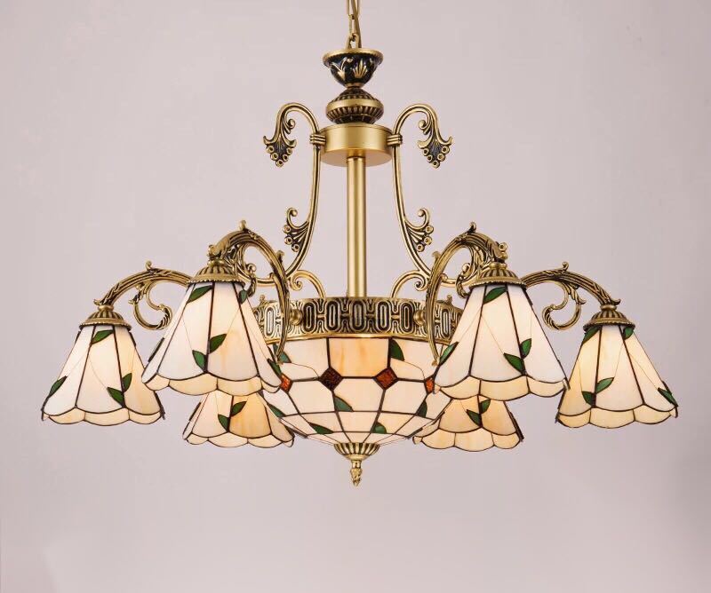 ステンドグラス．ペンダントライト豪華天井照明ステンドグラスランプ ガラス工芸品