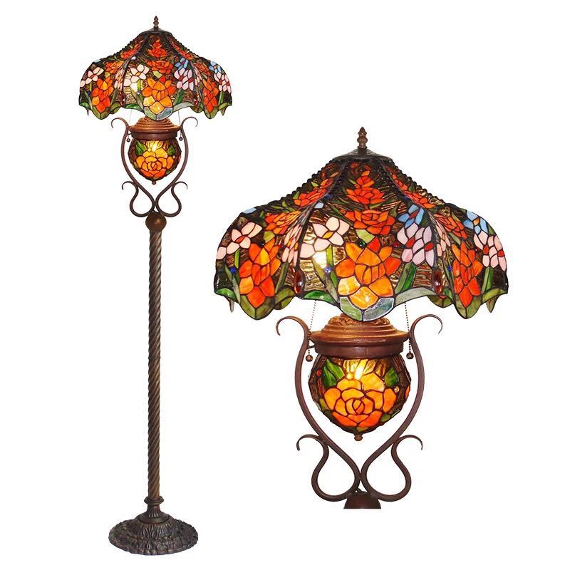 ステンドグラスフロアライト ．間接照明 フロアスタンド 照明器具豪華ステンドグラスランプ ガラス工芸品