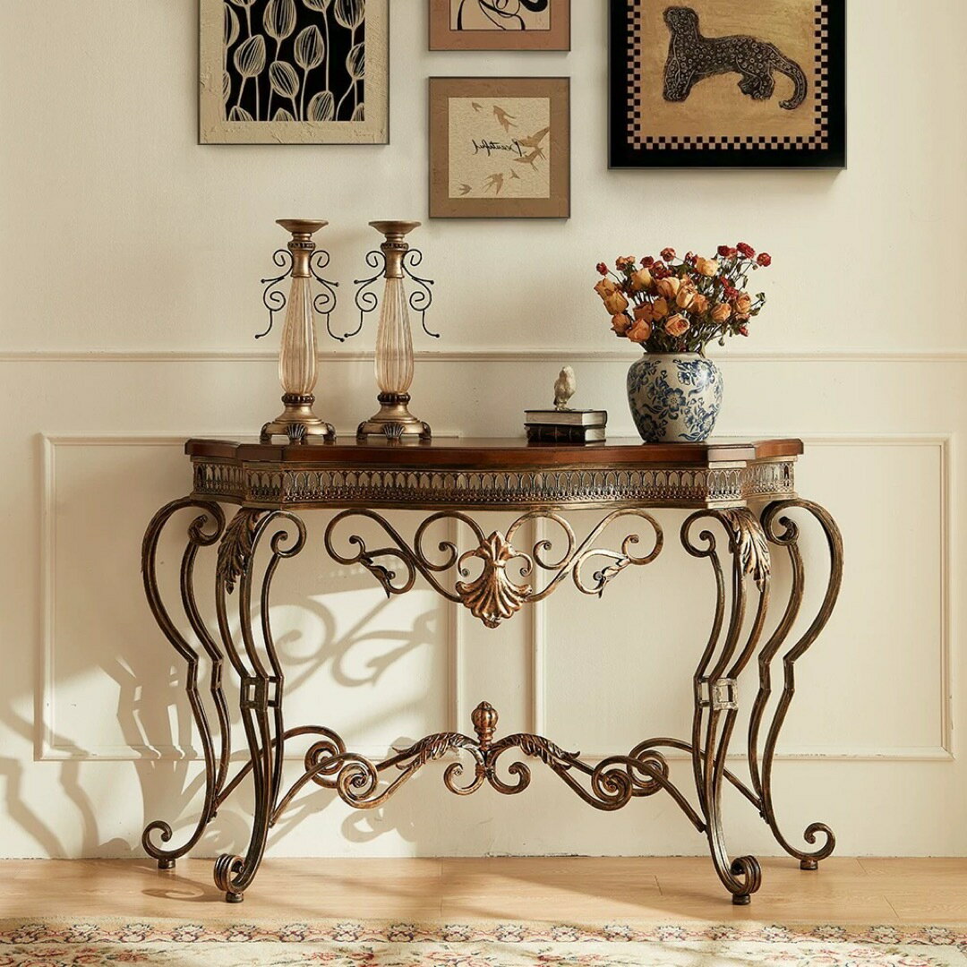 サイドテーブル 高級感コンソールテーブル玄関テーブル 電話台 アンティーク調