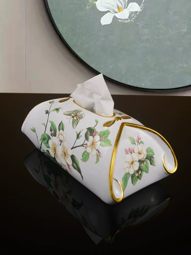 高級ティッシュケース ティッシュボックス 陶瓷器 花柄