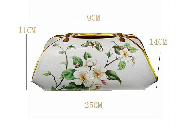 高級ティッシュケース ティッシュボックス 陶瓷器 花柄 [2]
