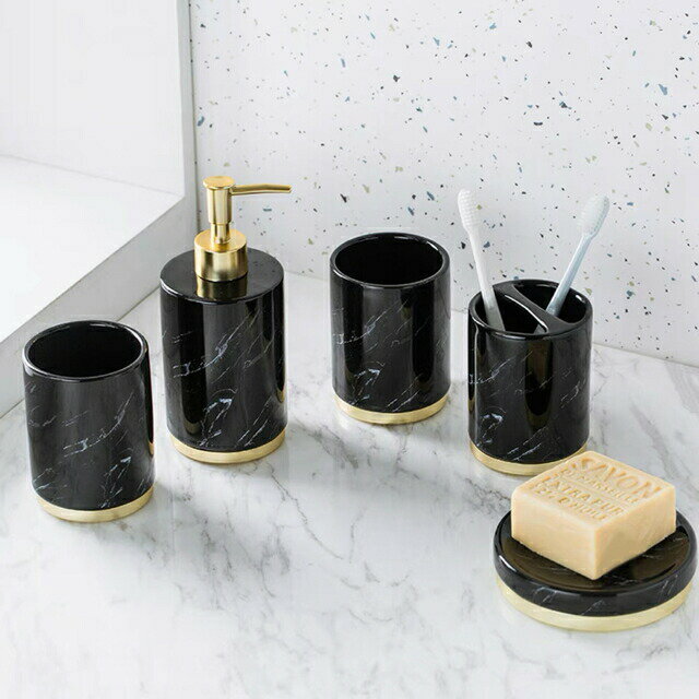 Bath Supplies - 高級サニタリー5点セット 歯ブラシスタンド ．洗面所用品