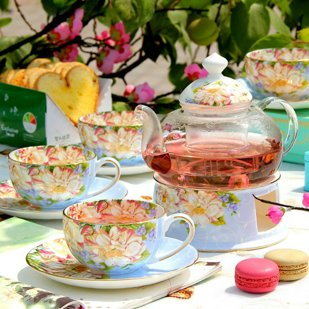 姫ディーニ ティーカップ＆ソーサー 4客セット 花柄，陶器．食器 お皿