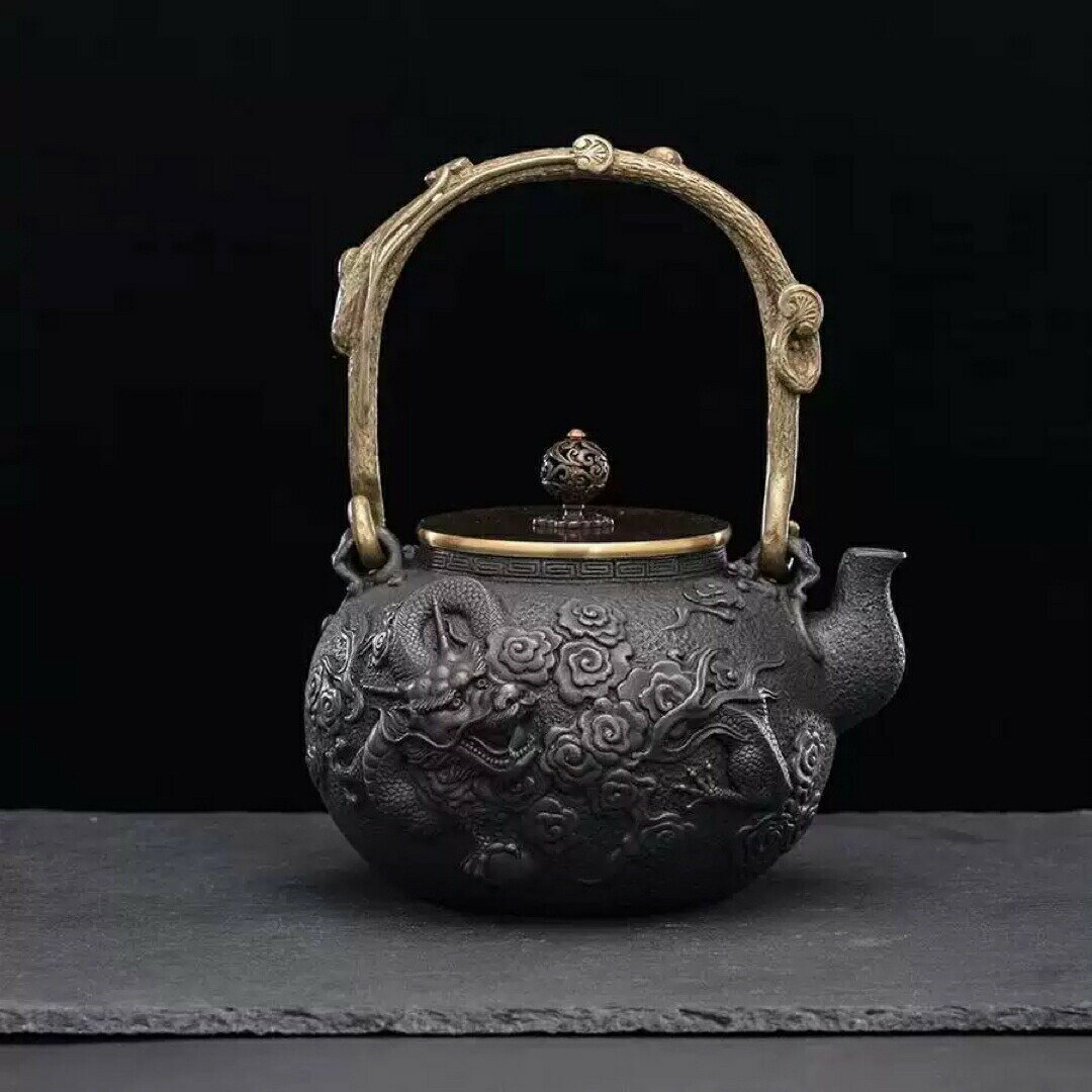 鋳鉄製鉄瓶 急須鉄瓶 手作り 老鉄瓶 やかんを沸かす 提梁鉄瓶 お茶の道具
