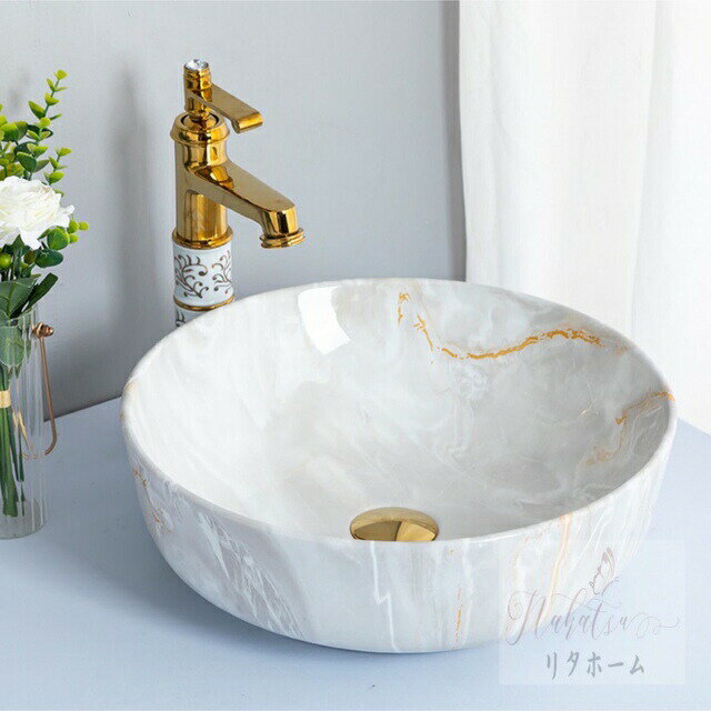 高級洗面台 洗面ボウルセット洗面ボール 陶器 手水鉢 手洗器蛇口 排水金具付き