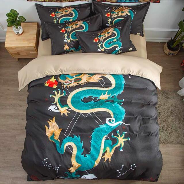 ワイドダブル ベッド用品4点セット 寝具 ボックスシーツ　枕カバー掛け布団カバー