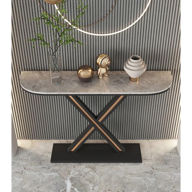 高級サイドテーブル 人造大理石コンソールテーブル 玄関テーブル 花台 電話台