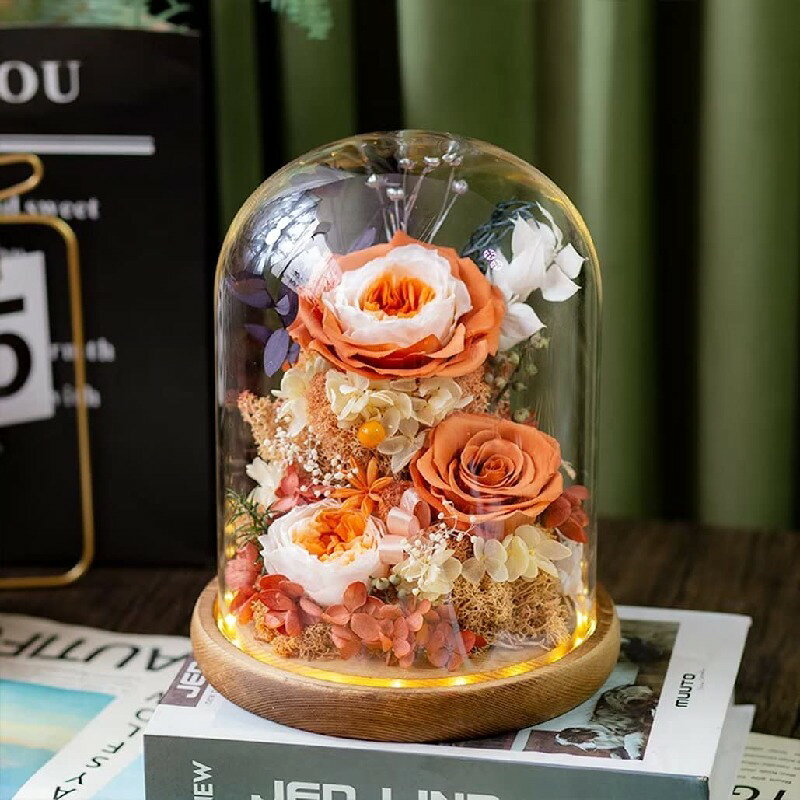 ブリザーブドフラワー ドライフラワー ガラスドーム プレゼント 花 バラ ギフト ケース ギフトボックス..