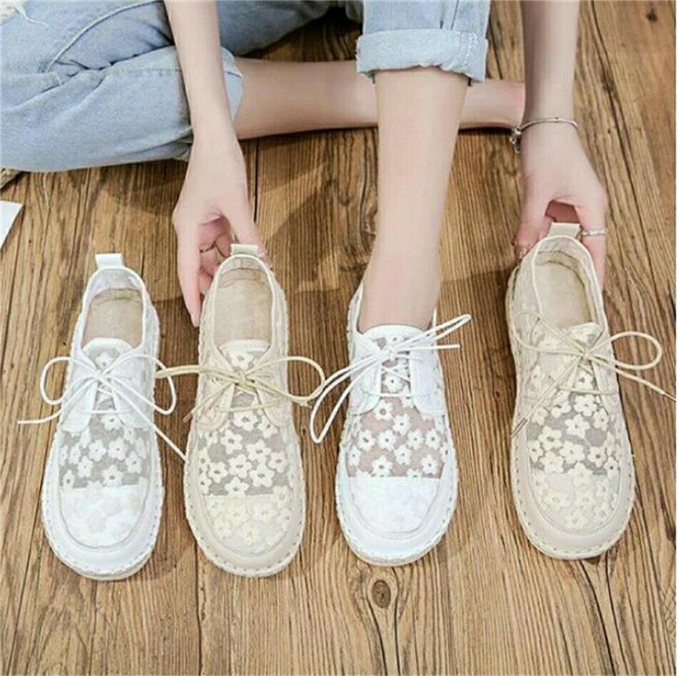 スニーカー レディース シューズ 靴 スリッポン レース 花柄 キャンバス 透け感 通気 耐摩耗性 滑り止..