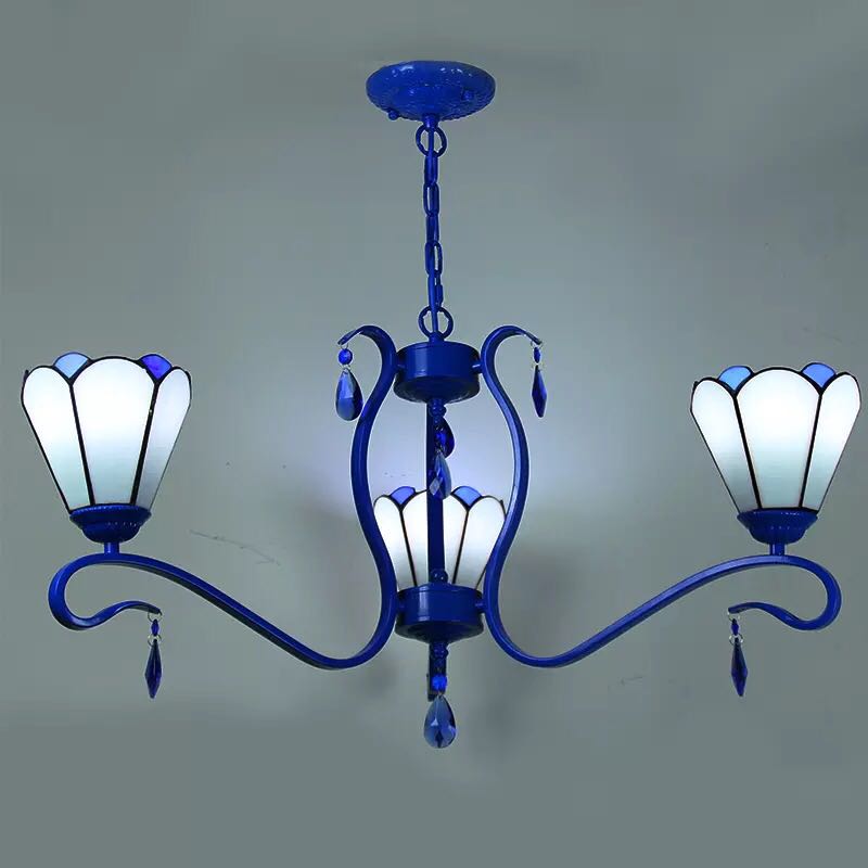 ステンドグラス．ペンダントライト ．豪華天井照明ステンドグラスランプ ガラス工芸品 電源直結タイプ