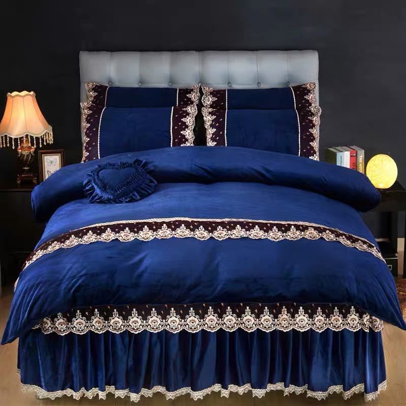 ベッド用品4点セット掛け布団カバー 枕カバー ベッドパッド ワイドダブルサイズ．