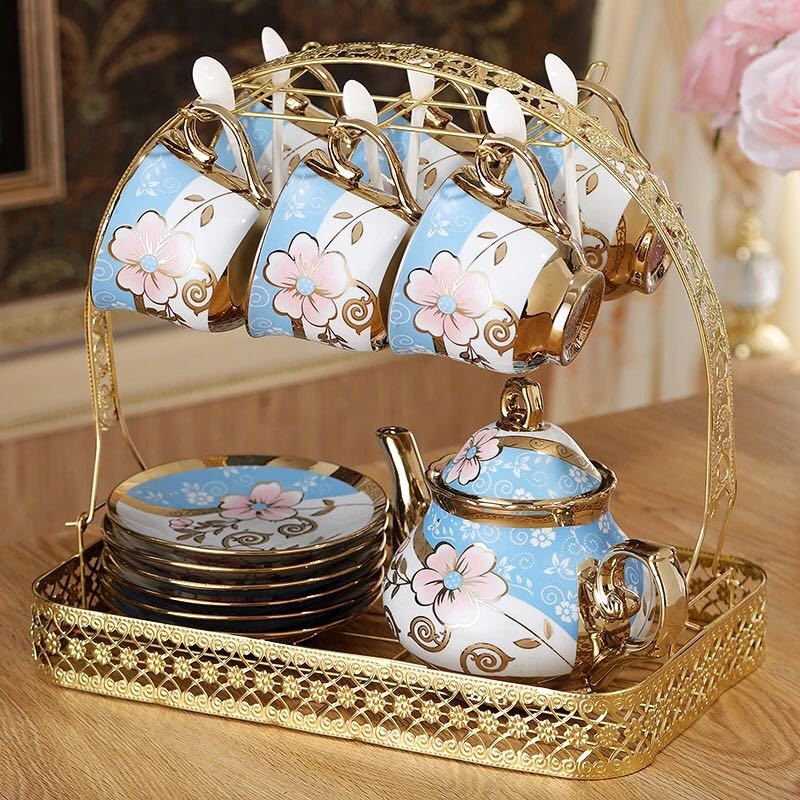 西洋ティー・コーヒーカップセット カップ＆ソーサー6客セット 陶器 姫系雜貨